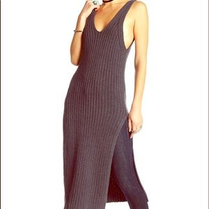 FREE PEOPLE Grey Rib Sweater Maxi Dress